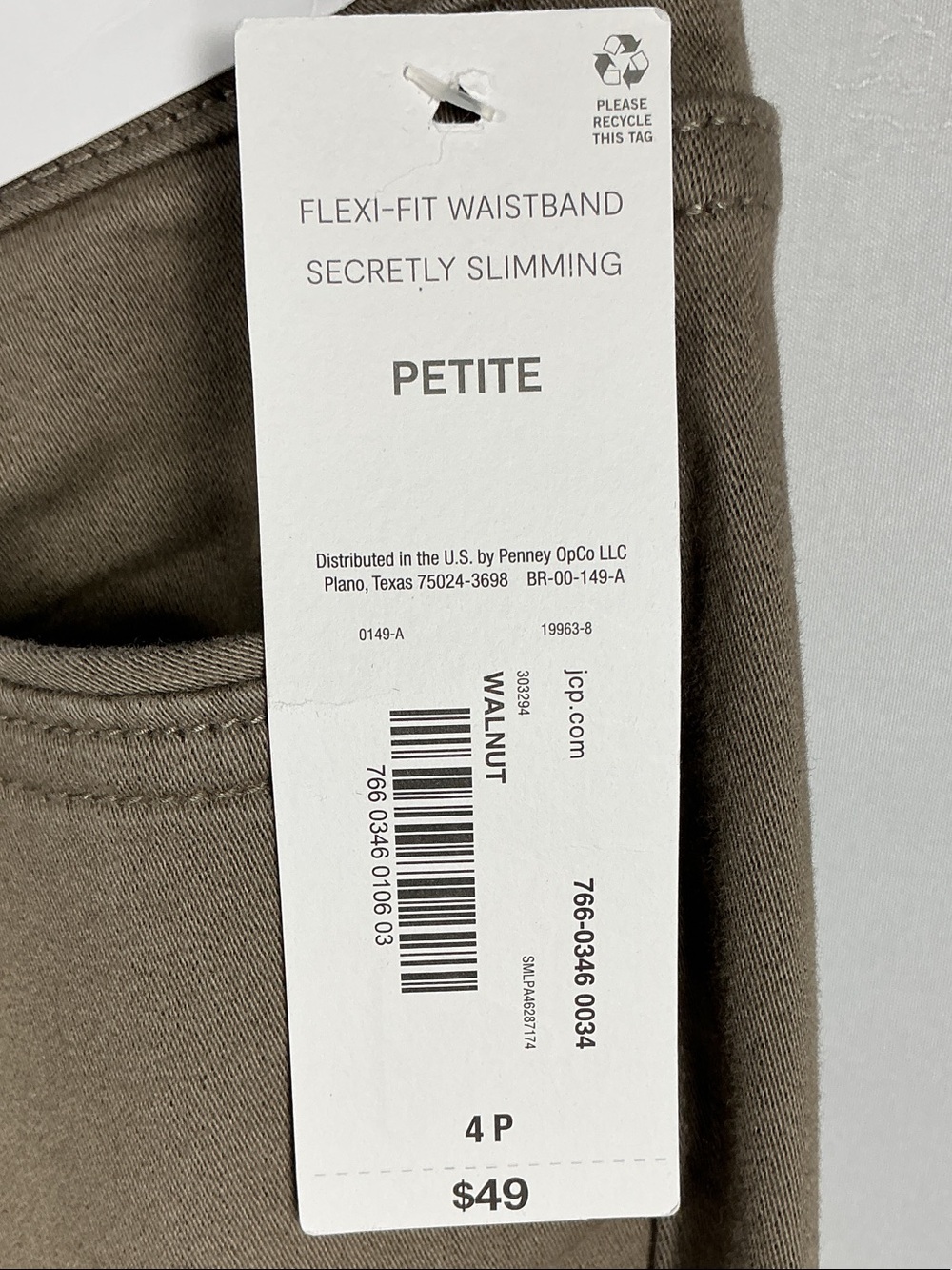 NWT Liz Claiborne Sara Slim Leg Pants 4P Walnut Mid Rise Secretly Slimming - Picture 8 of 13